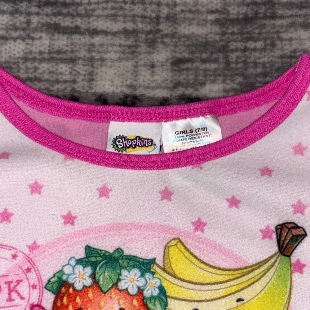 Shopkins Pink Pajama Set with Colorful Characters
